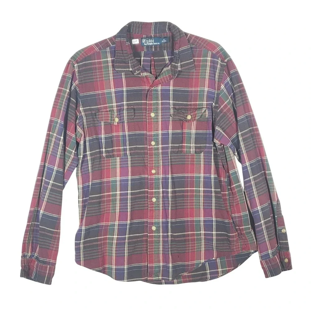 Polo Ralph Lauren Shirt Mens XL Multicolor Plaid Cotton Button Down